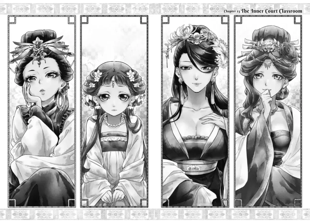 Illustration du manga Les Carnets de l'apothicaire, les concubines.