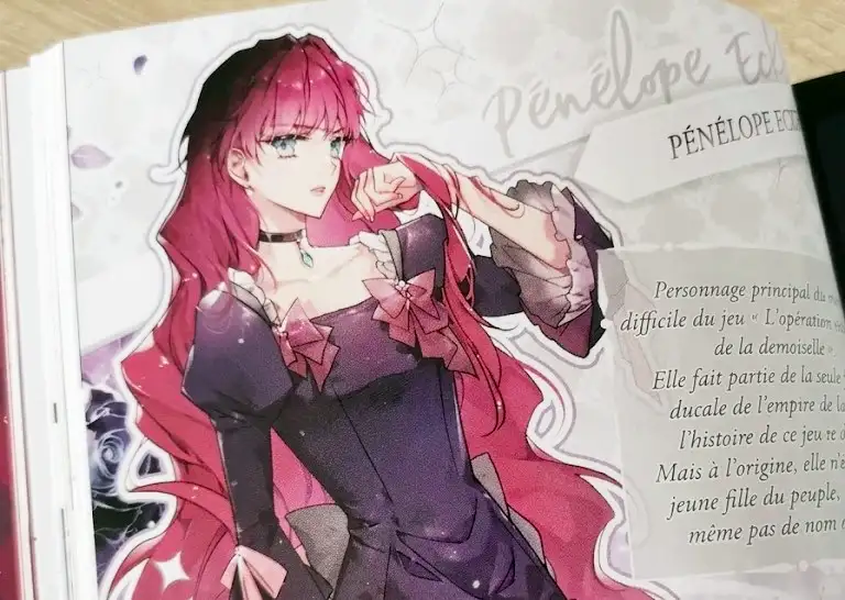 Illustration de Pénélope Eckharts tirée du tome 1 du manhwa Seule la mort attend la vilaine aux éditions Kotoon.