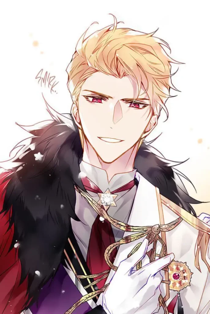 Illustration de sa majesté Callisto Regulus. Tirée du manhwa Seule la mort attend la vilaine aux éditions Kotoon.