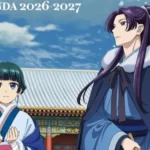 Couverture de l'agenda officiel Les Carnets de l'Apothicaire 2026-2027 édité par Ki-oon. Illustration de Maomao et Jinshi en tenues traditionnelles.