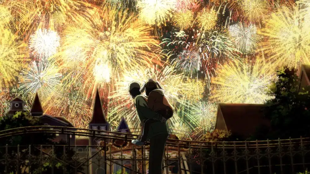 Extrait de la bande annonce officielle Netflix de l'adaptation anime du manga Fool Night. Prévu pour 2026. Illustration d'un grand feu d'artifice.