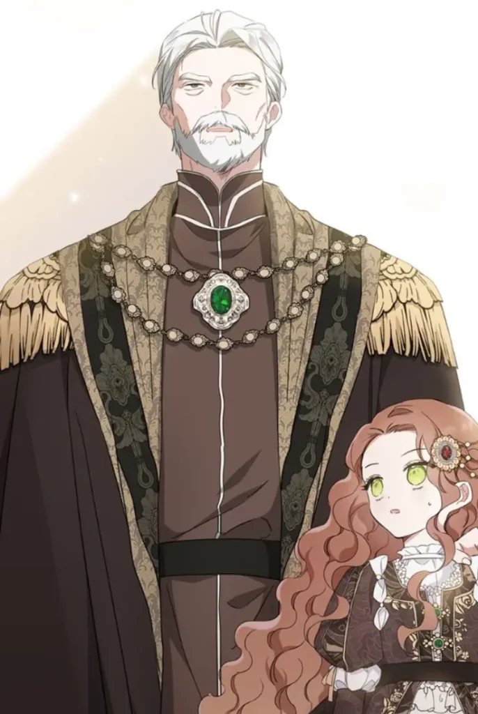 Illustration de Loulagh Lombardie enfant. Le grand-père de Firentia du manhwa La Nouvelle Cheffe de Clan aux éditions Kotoon.
