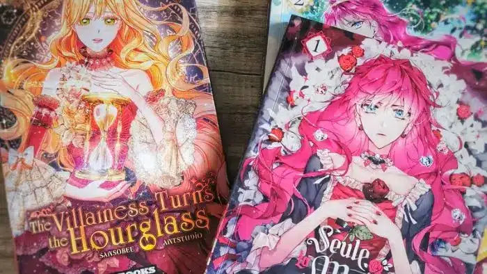 Sélection de deux manhwa villainess reliés éditions françaises. Seule la mort attend la Vilaine et The Villainess Turns the Hourglass