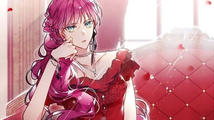Illustration officielle de Pénélope Eckhart, tirée du manhwa Seule la mort attend la Vilaine aux éditions Kotoon. Guide complet de la série.
