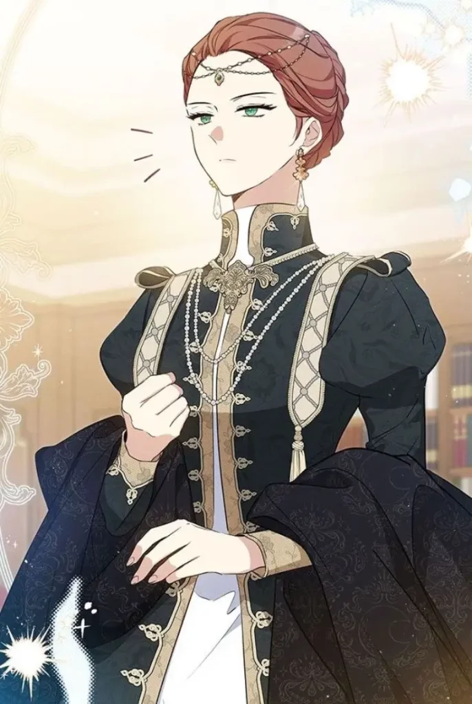 Illustration de Shannet Lombardie, la tante de Firentia. Tirée du manhwa La Nouvelle Cheffe de Clan aux éditions Kotoon.