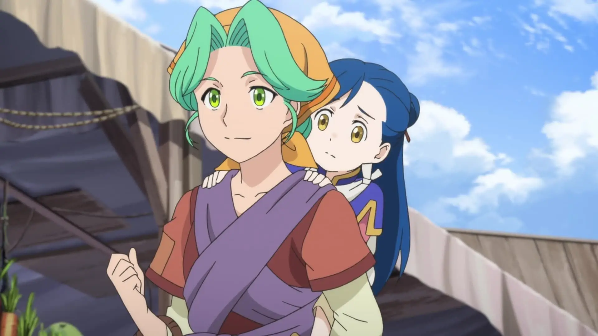 Visuel de Maïn et sa mère dans l'anime Ascendance of a Bookworm : La petite faiseuse de livres sur Crunchyroll.